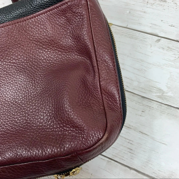 Fossil All Leather Crossbody Messenger Bag Flap Zip Around Expandable Colorblock - Picture 6 of 14